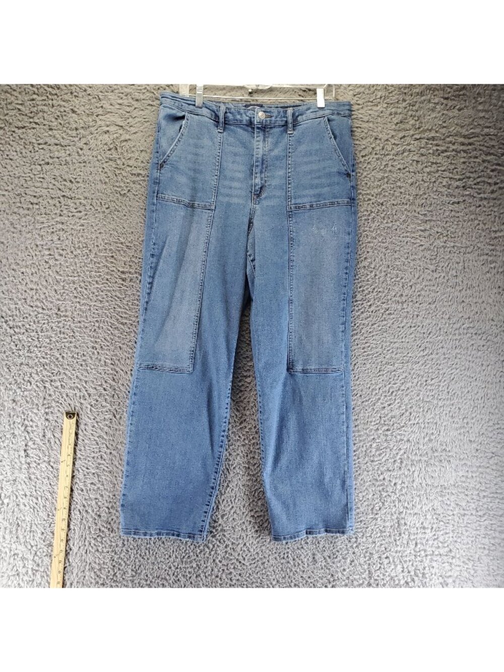 Scoop Jeans Womens 14 Blue Retro Trouser Patch Pockets Cotton Blend